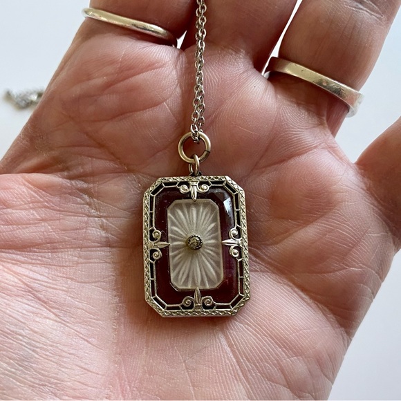 ❌SOLD!! DO NOT PURCHASE!! Art Deco Purple Camphor Glass Necklace. - Picture 2 of 10